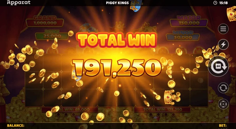 Piggy Kings - ecranul de victorie în Free Games